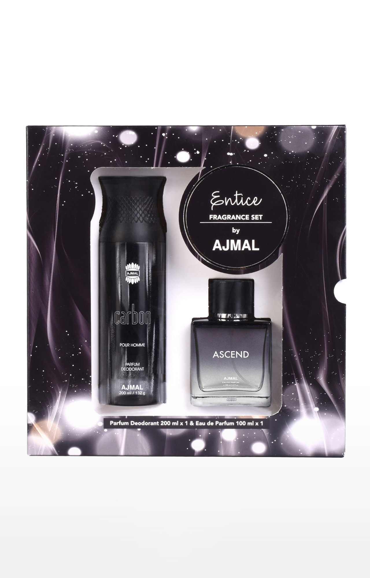 Ajmal Gift Set of Ascend EDP 100ML & Carbon Deodrants 200 ML for Men & Women