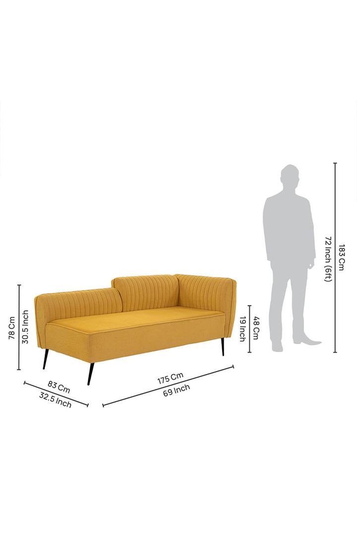 neudot Diva RHS Sofa Chaise Lounger with Black Legs for Living Room|Bedroom|2 Person Sofa|Diwan|Premium Fabric | Solid Wood Frame|2 Seater (Colour : Husky Yellow (DIY))