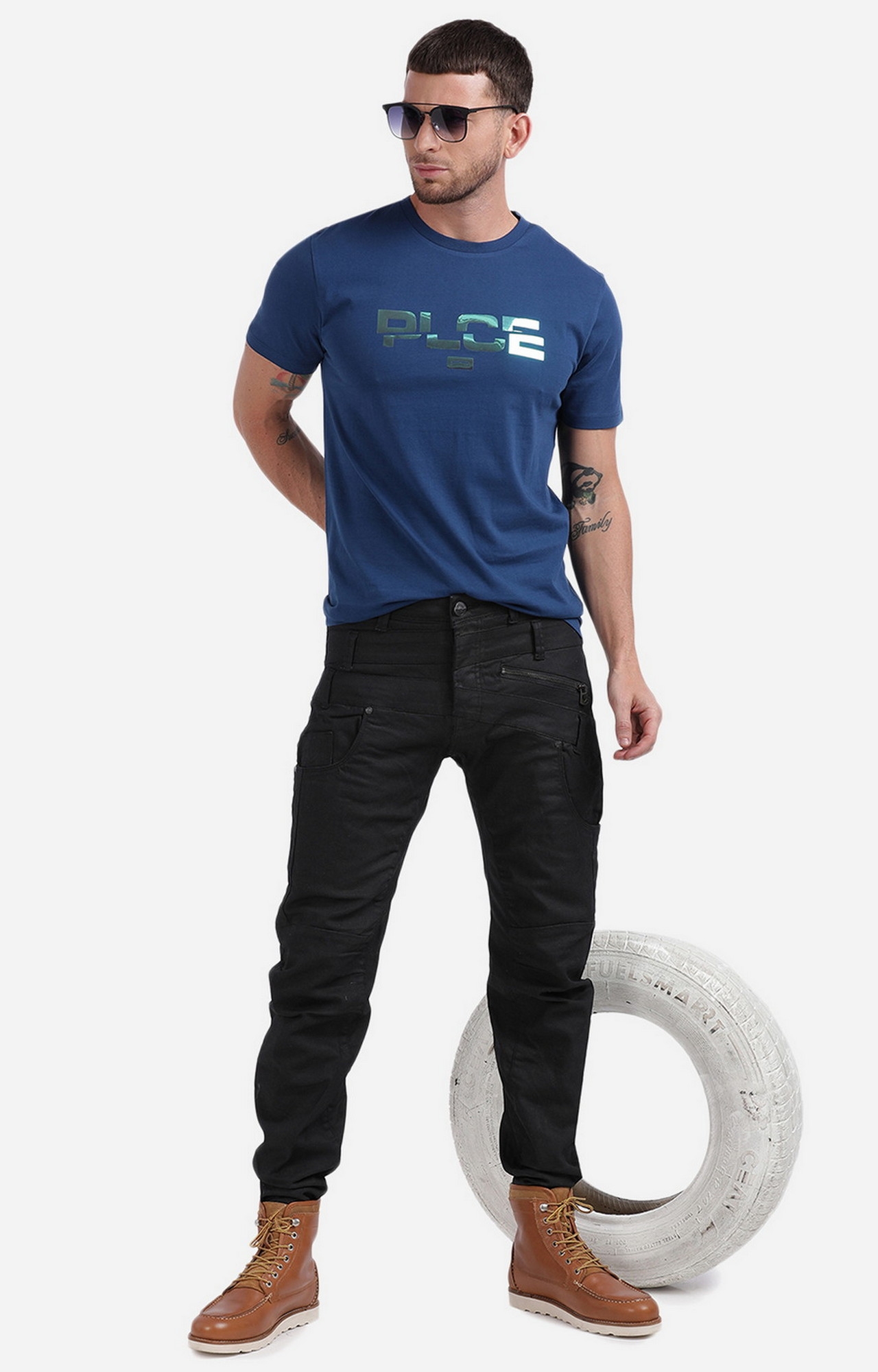 883 Police | Men's Navy Cotton Typographic Printed T-Shirt 8