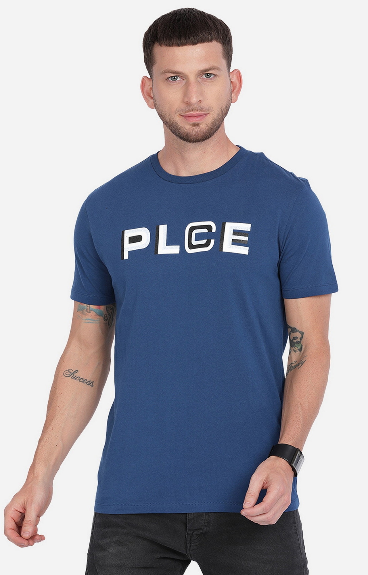 883 Police | Men's Navy Cotton Typographic Printed T-Shirt 0