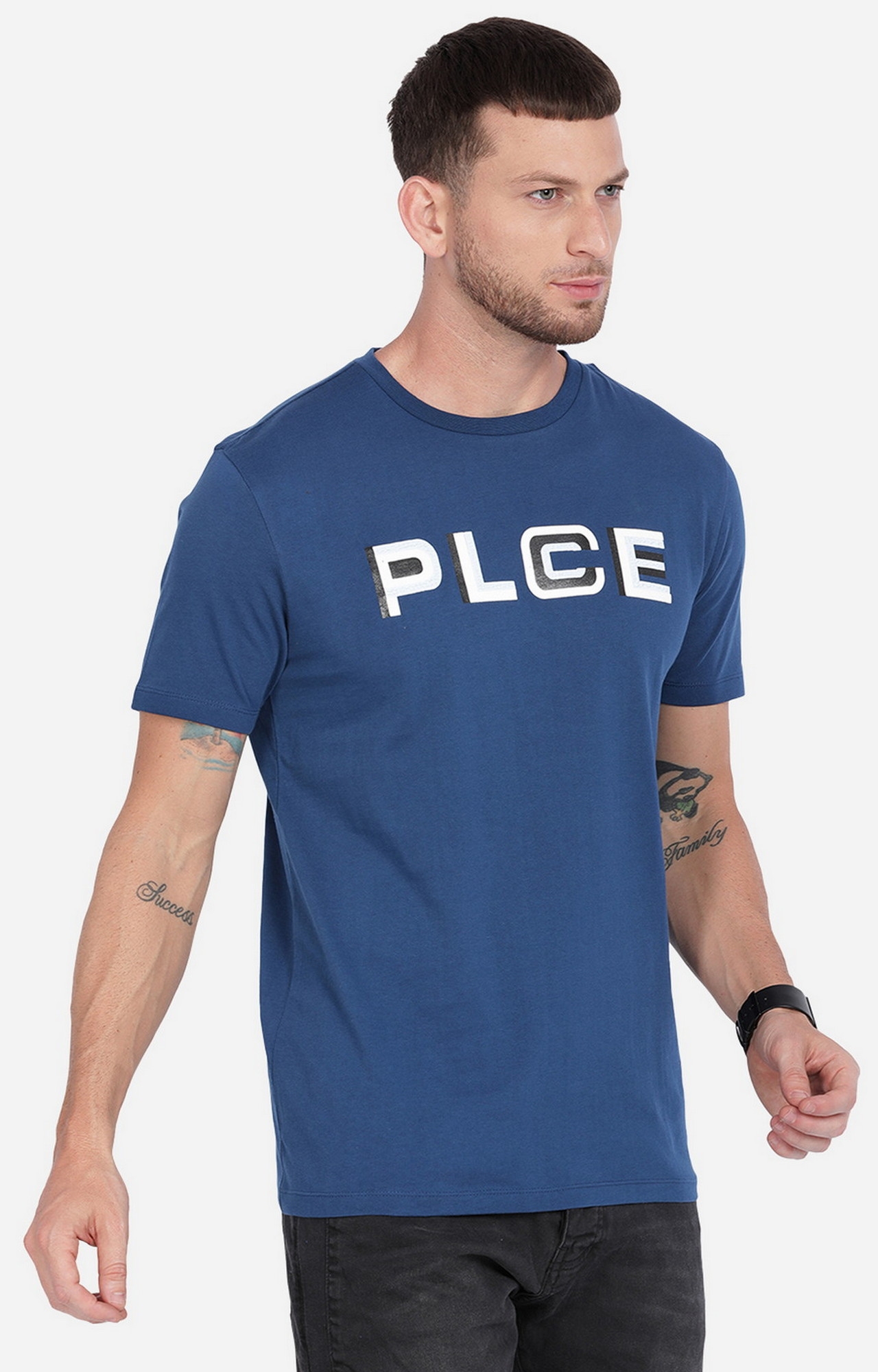 883 Police | Men's Navy Cotton Typographic Printed T-Shirt 4