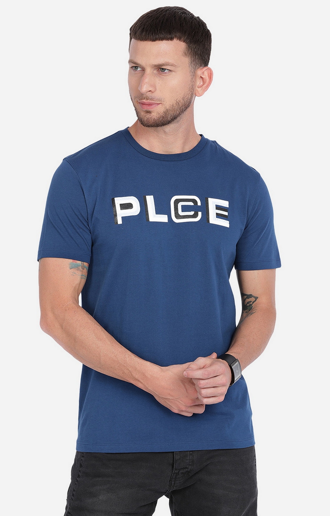 883 Police | Men's Navy Cotton Typographic Printed T-Shirt 2