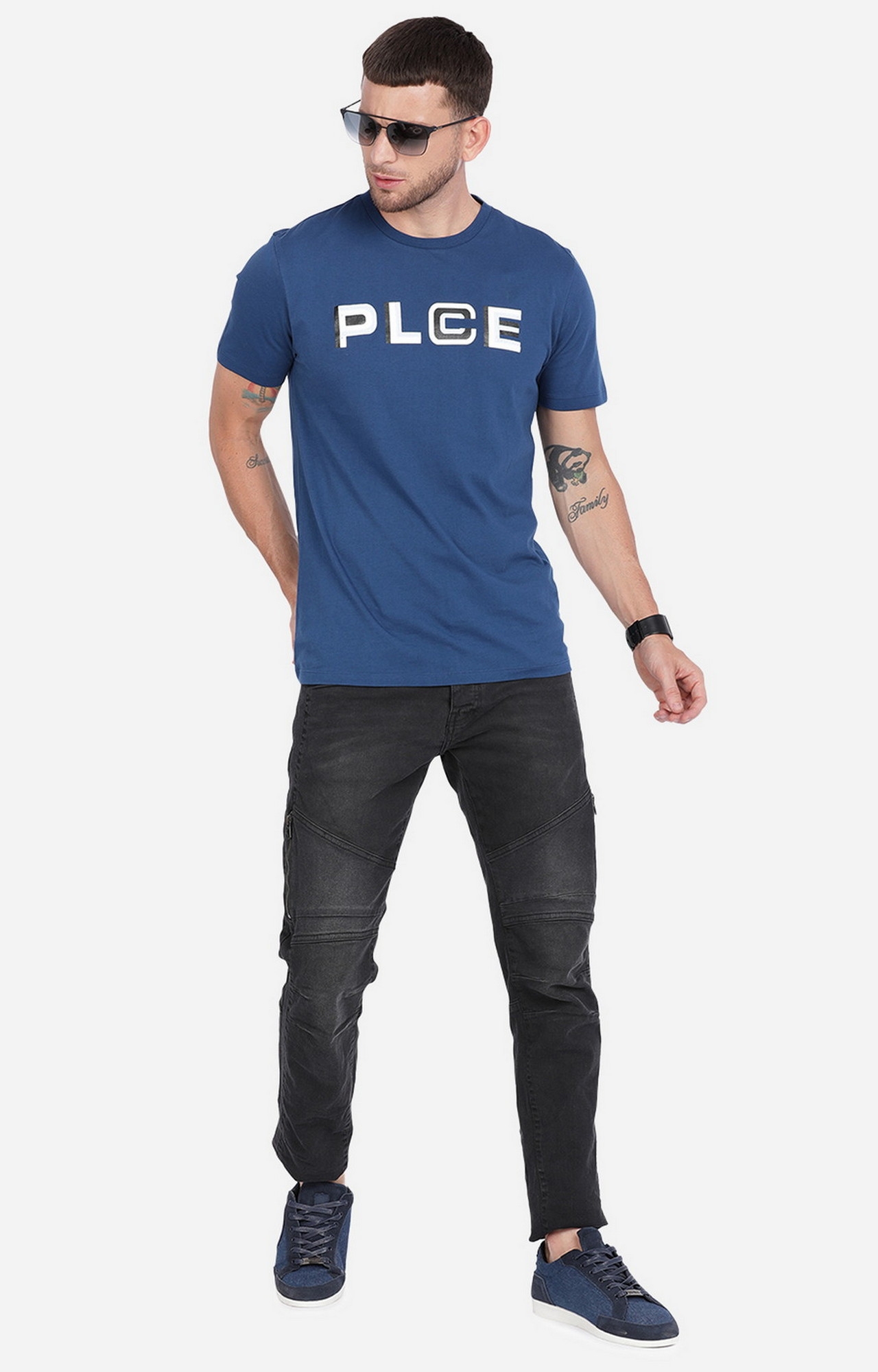 883 Police | Men's Navy Cotton Typographic Printed T-Shirt 7