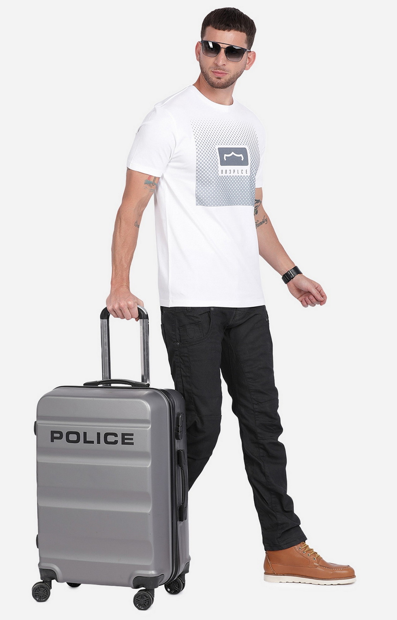 883 Police | Men's White Cotton Graphics T-Shirt 7