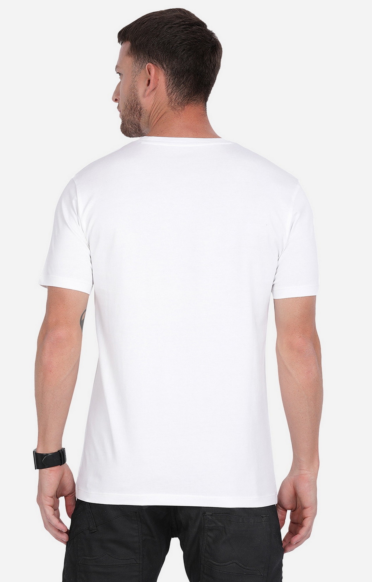 883 Police | Men's White Cotton Graphics T-Shirt 5