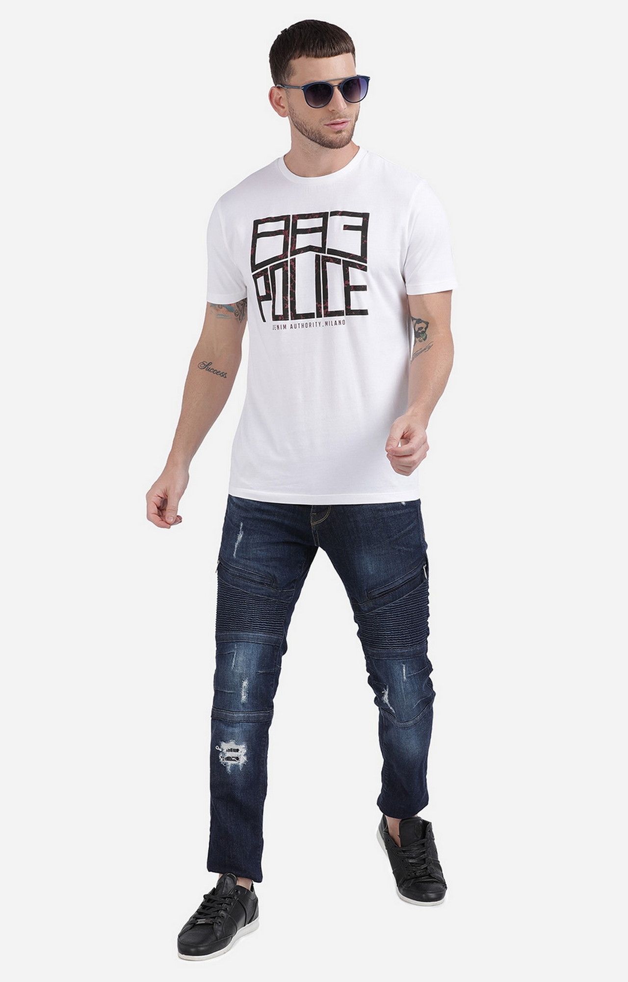 883 Police | Men's White Cotton Typographic Printed T-Shirt 6