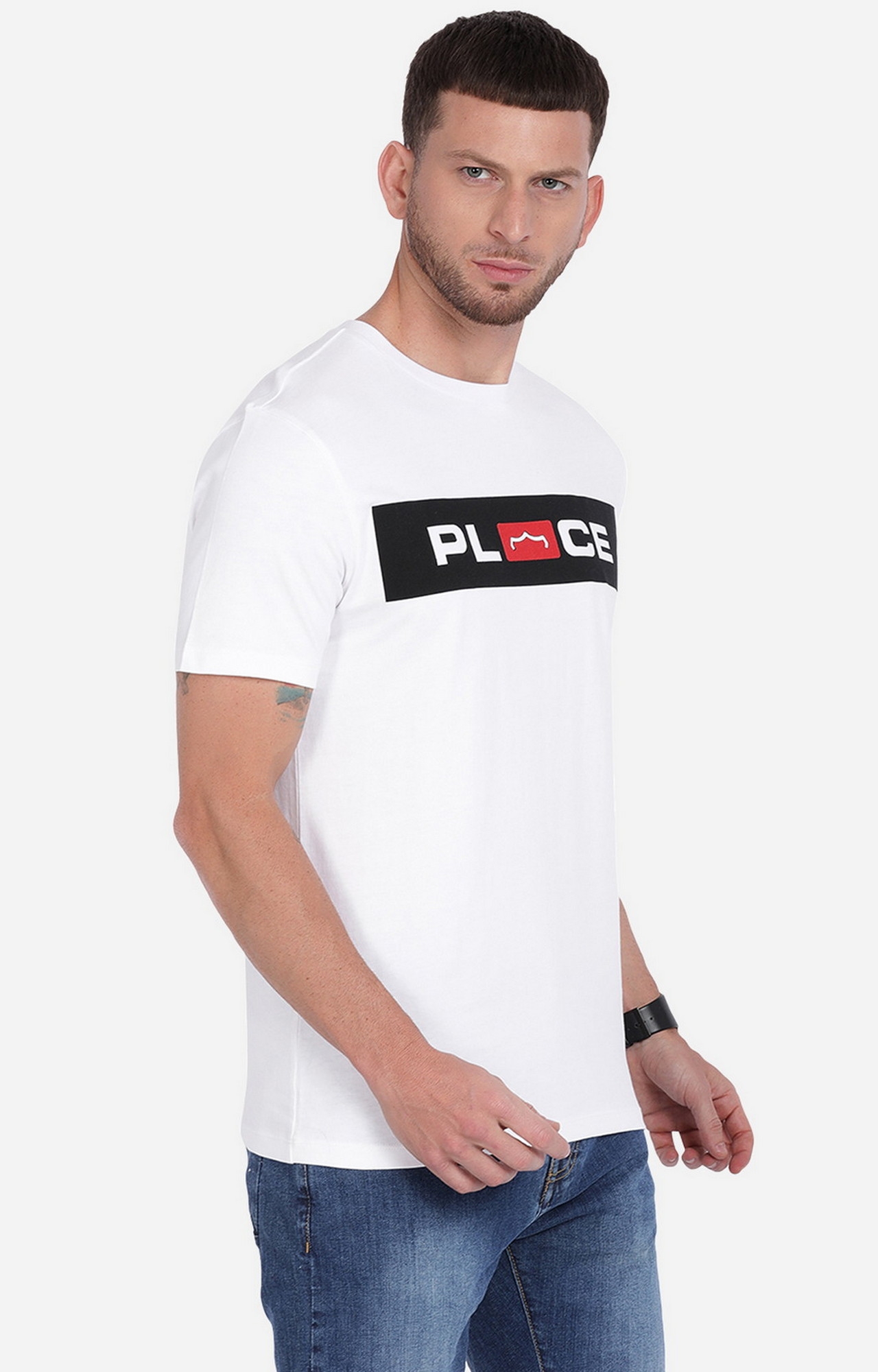 883 Police | Men's White Cotton Typographic Printed T-Shirt 4