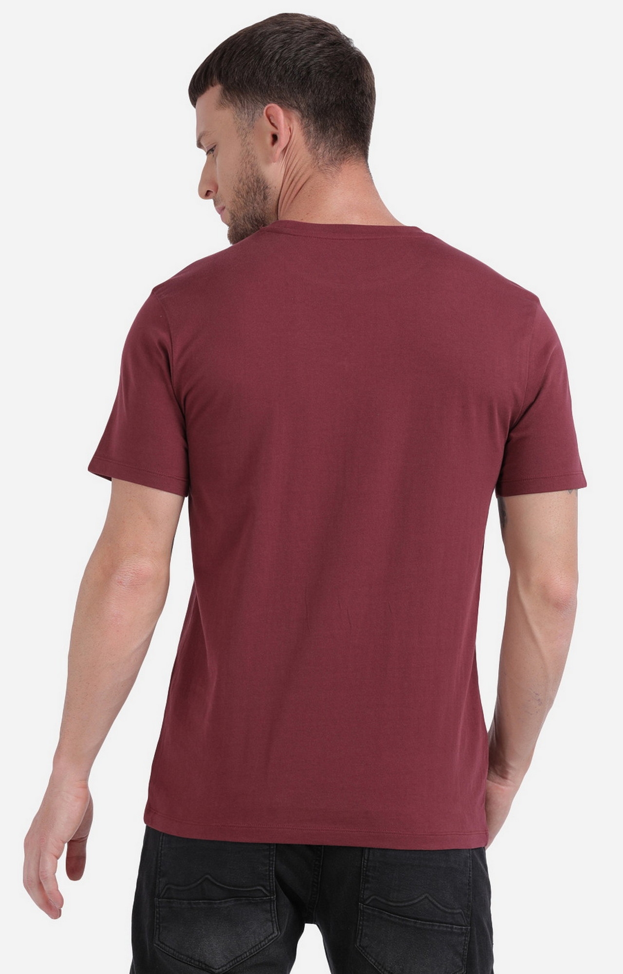 883 Police | Men's Wine Cotton Typographic Printed T-Shirt 5