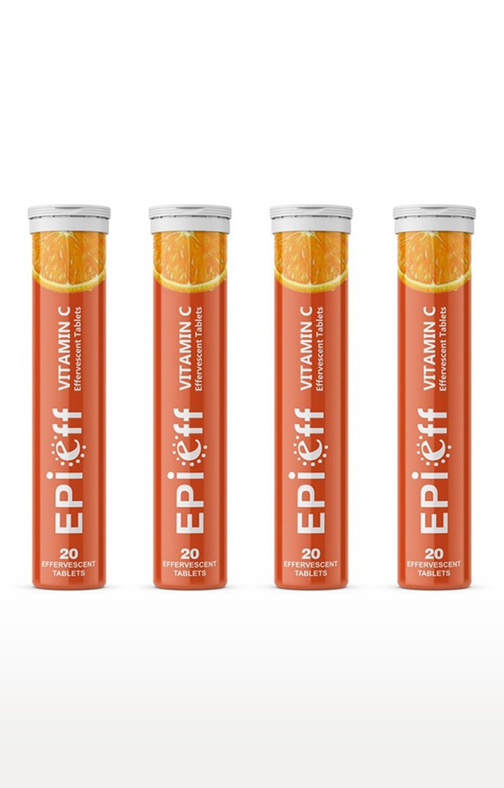 Epieff 1000mg - Vitamin C with Amla Extract - Immunity Booster 20 Effervescent Tablets : Pack of 04