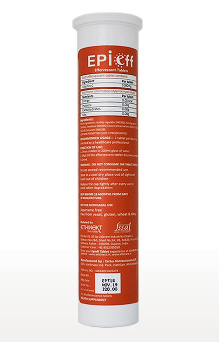 Epieff 1000mg - Vitamin C with Amla Extract - Immunity Booster 20 Effervescent Tablets : Pack of 6