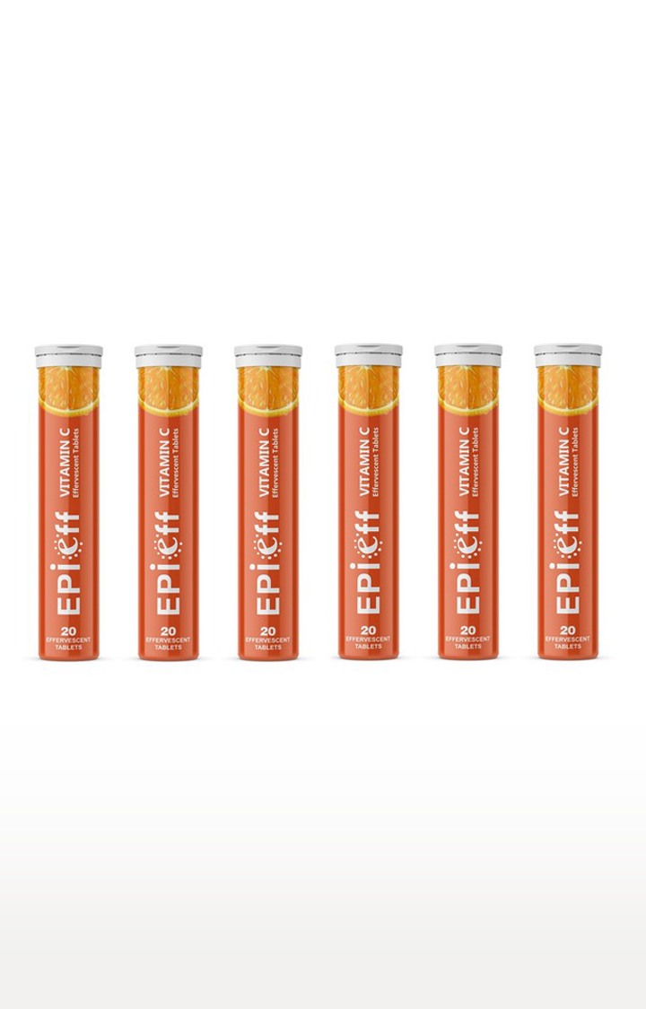 Epieff 1000mg - Vitamin C with Amla Extract - Immunity Booster 20 Effervescent Tablets : Pack of 6
