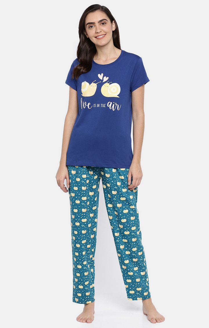 Ellete | Blue Cotton Pyjama Set 0