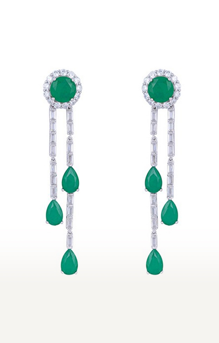 Touch925 | Dangling Green Pear shaped Accent Earrings