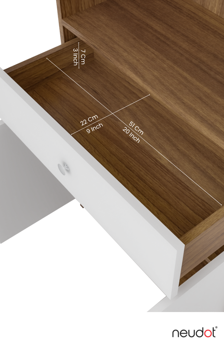 Hugo Bookshelf/Display Unit (With drawer) - Leon Teak & White