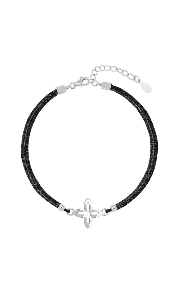 Stone Studded Flower Bracelet in Silver color