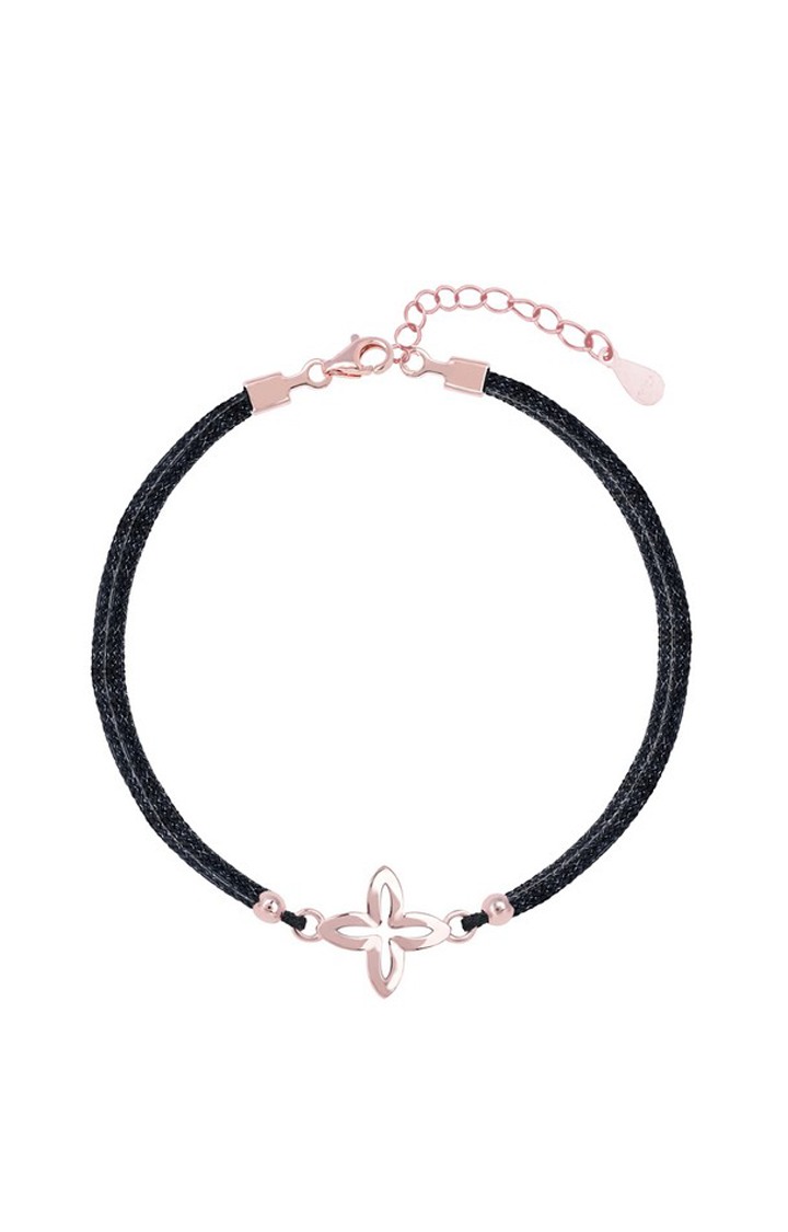 Stone Studded Flower Bracelet in Rose Gold color