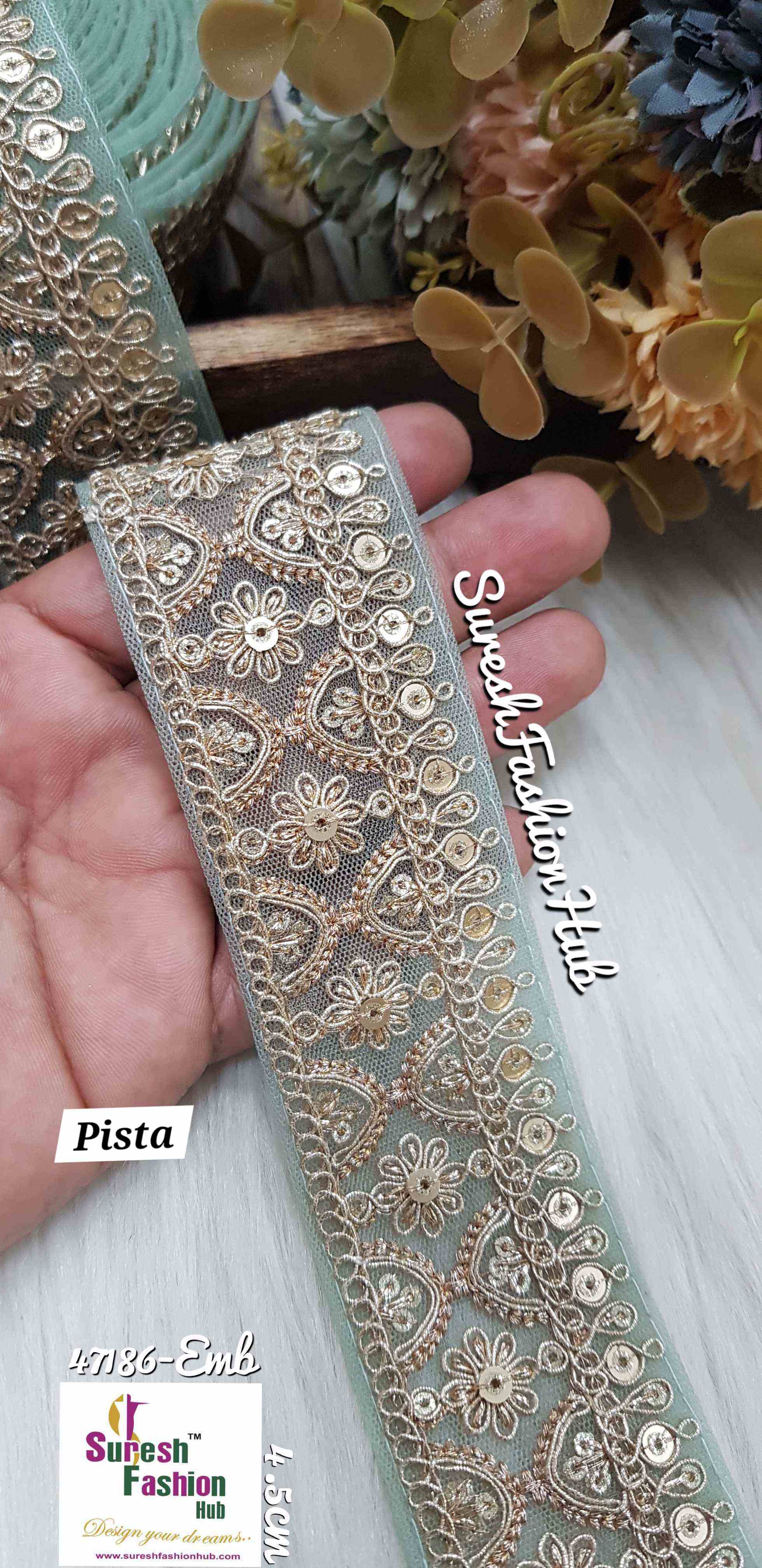 Pista Floral Pearl Embroidery Lace