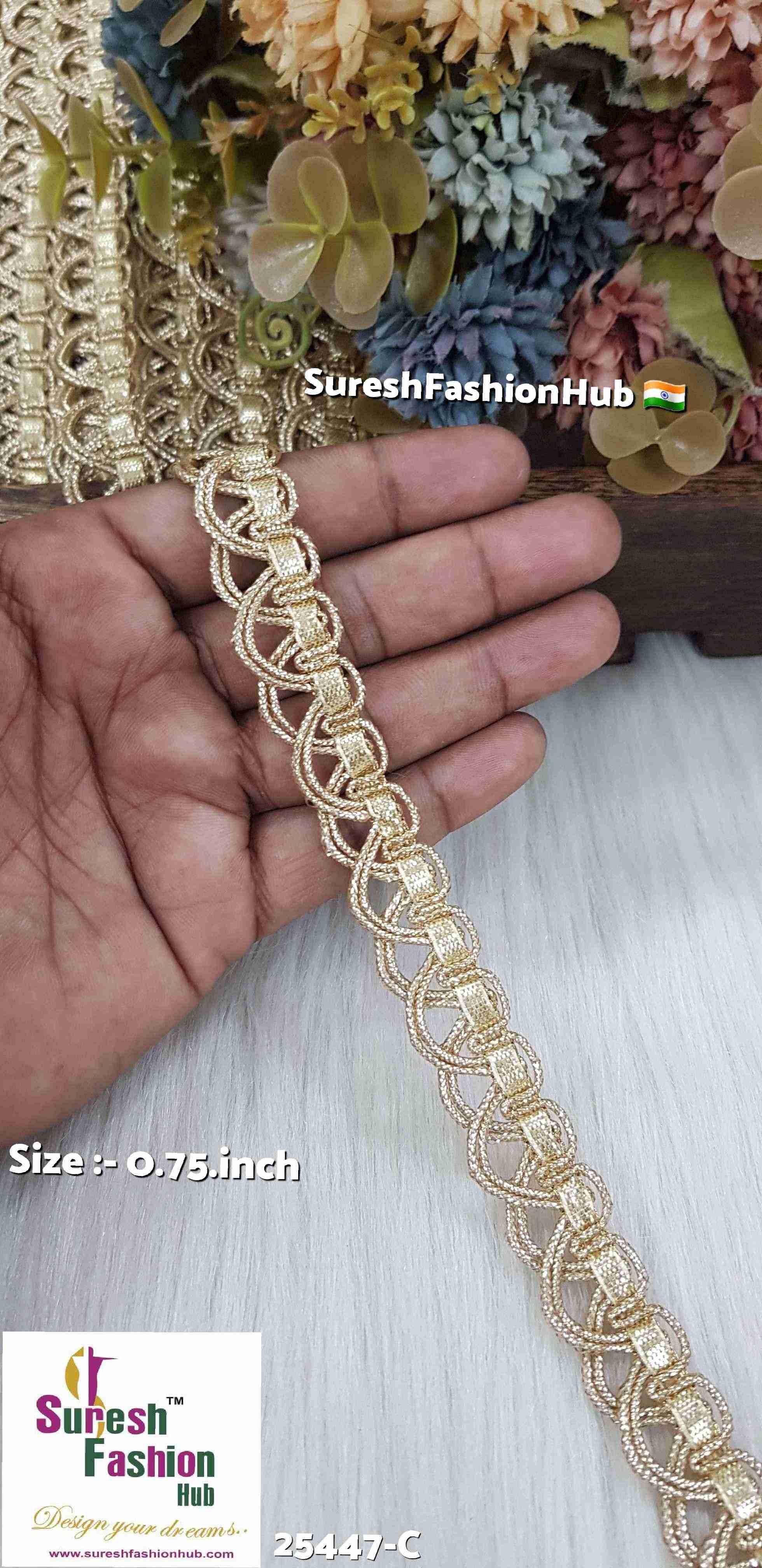 "Glitter Pearl Jhalar Lace - Shimmering Decorative Trim"