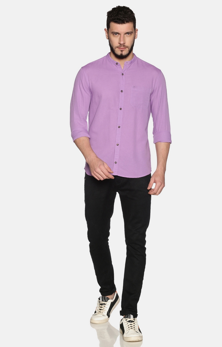 Chennis | Violet Solid Casual Shirts 1