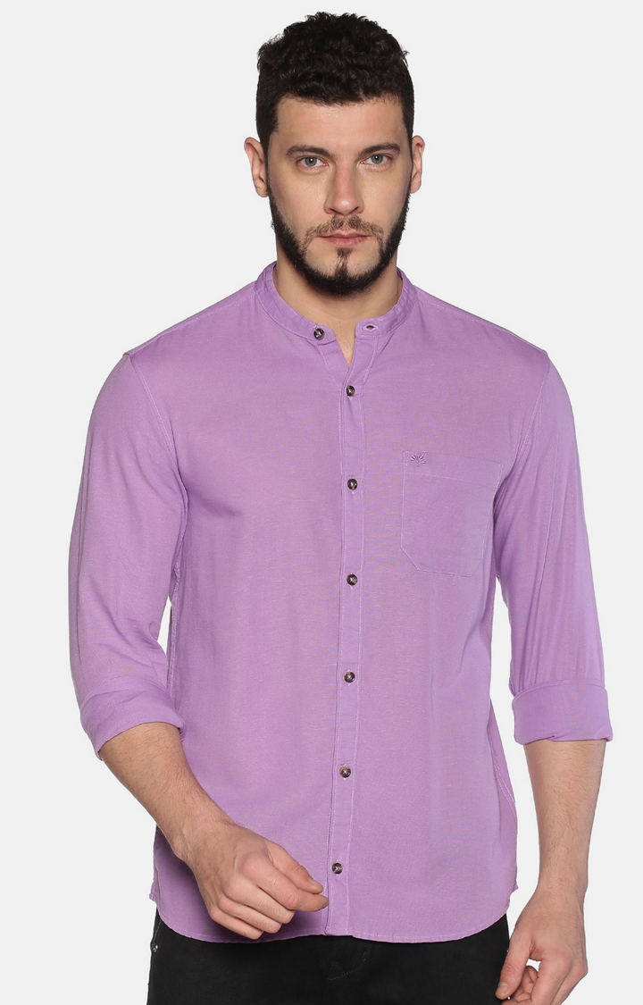 Chennis | Violet Solid Casual Shirts 0