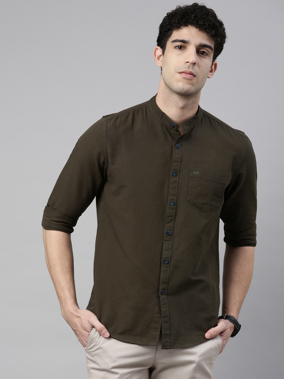 Chennis | Chennis Mens 100% Cotton Solid Chest Pocket Casual Shirt 0
