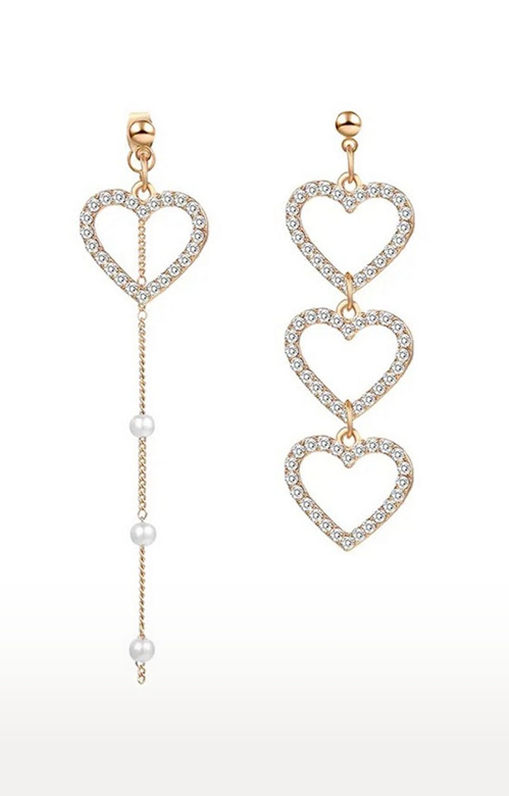 Shop Rubans Voguish Rhodium Plated Zircon Baguettes Stone Studded Heart  Shaped Dangle Earrings. Online at Rubans