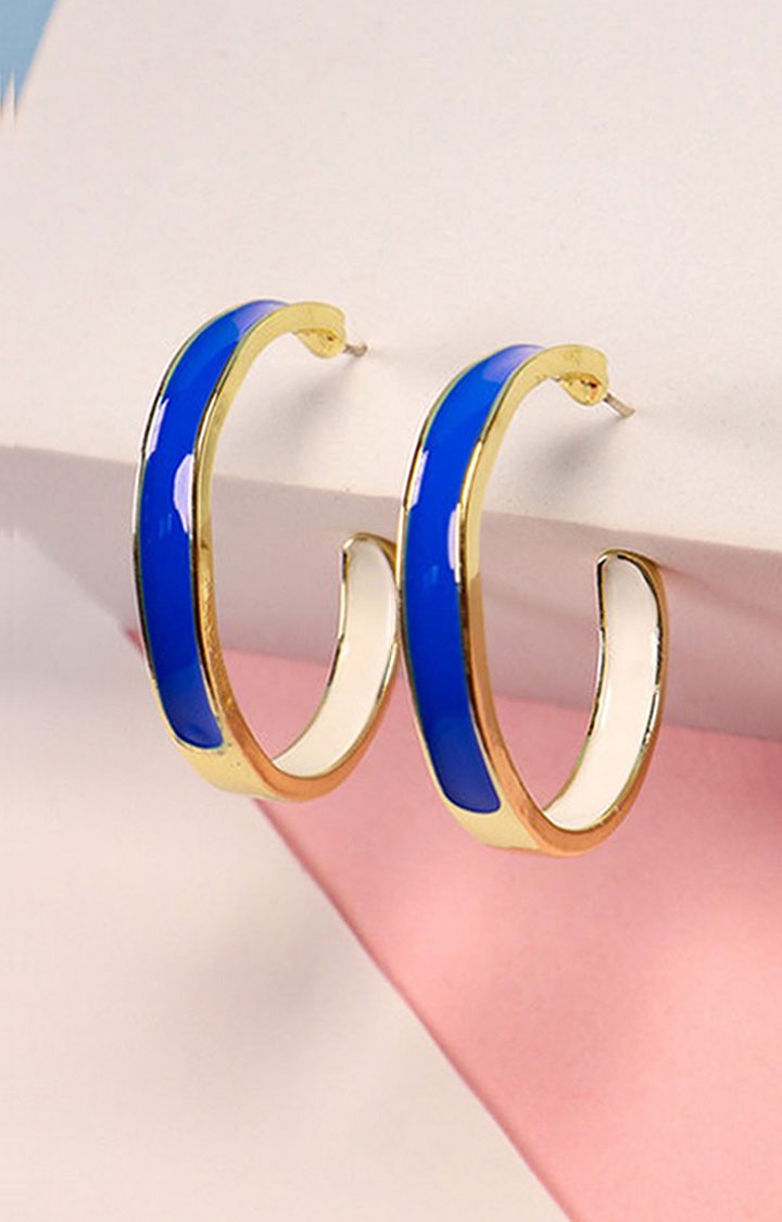 Women's Blue And White Open Classy Hoops
