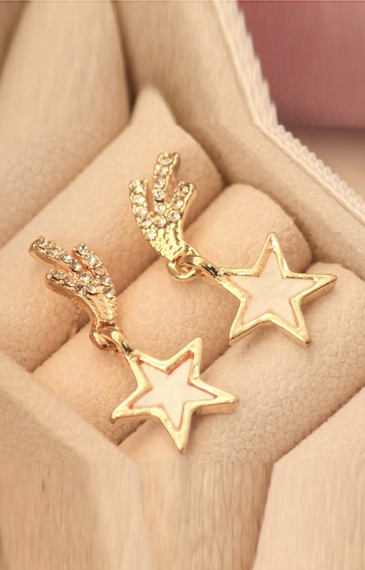 Crystal Double Star Drop Earrings in Rose Gold – Dales