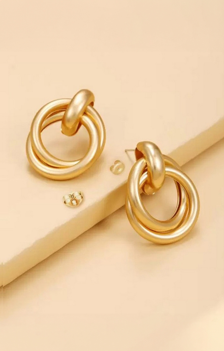 Women's Gold Warped Trendy Earrings