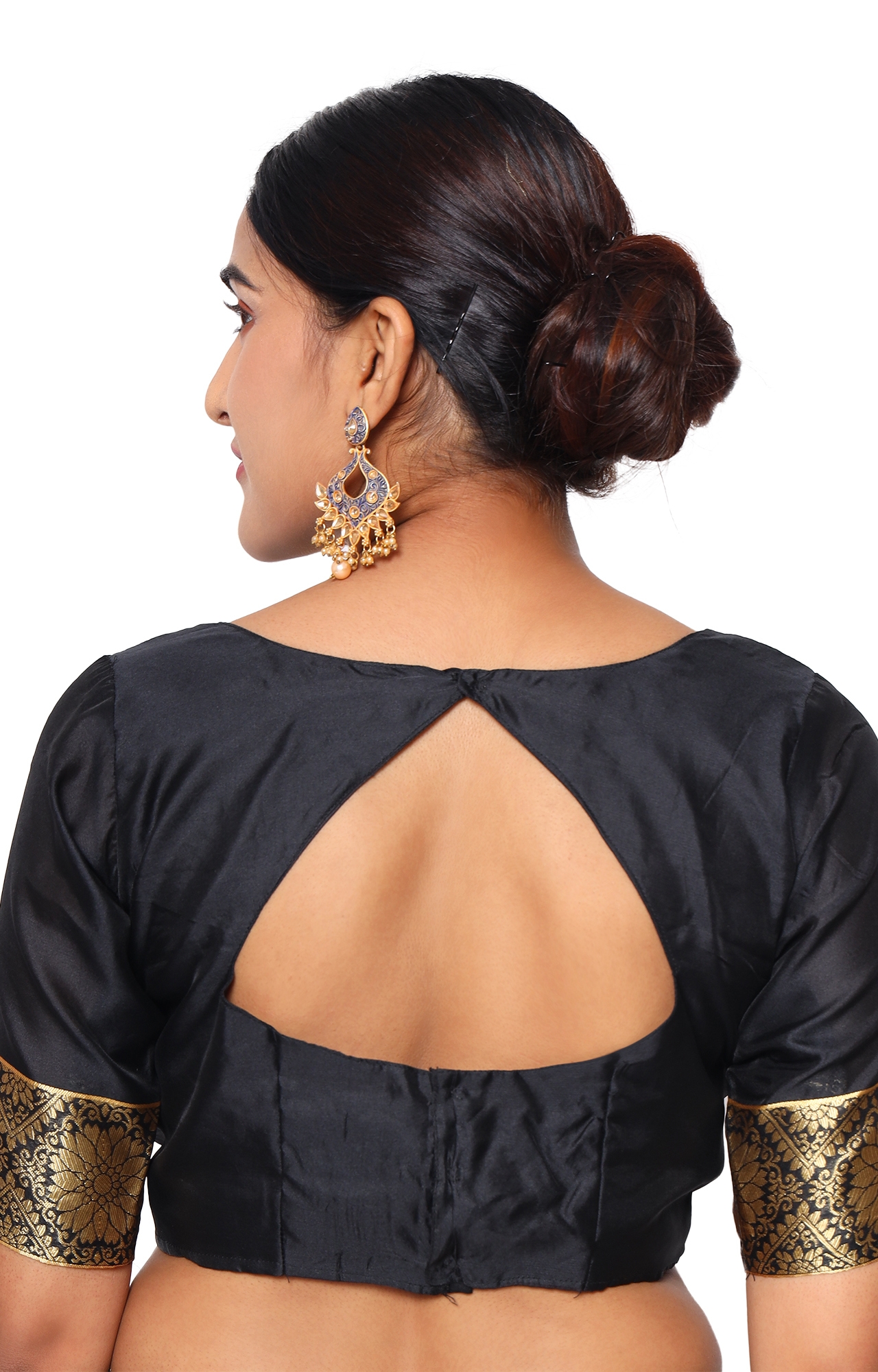 Glemora | Glemora Black Designer Ethnic Wear Silk Blend Banarasi Traditional Saree 4