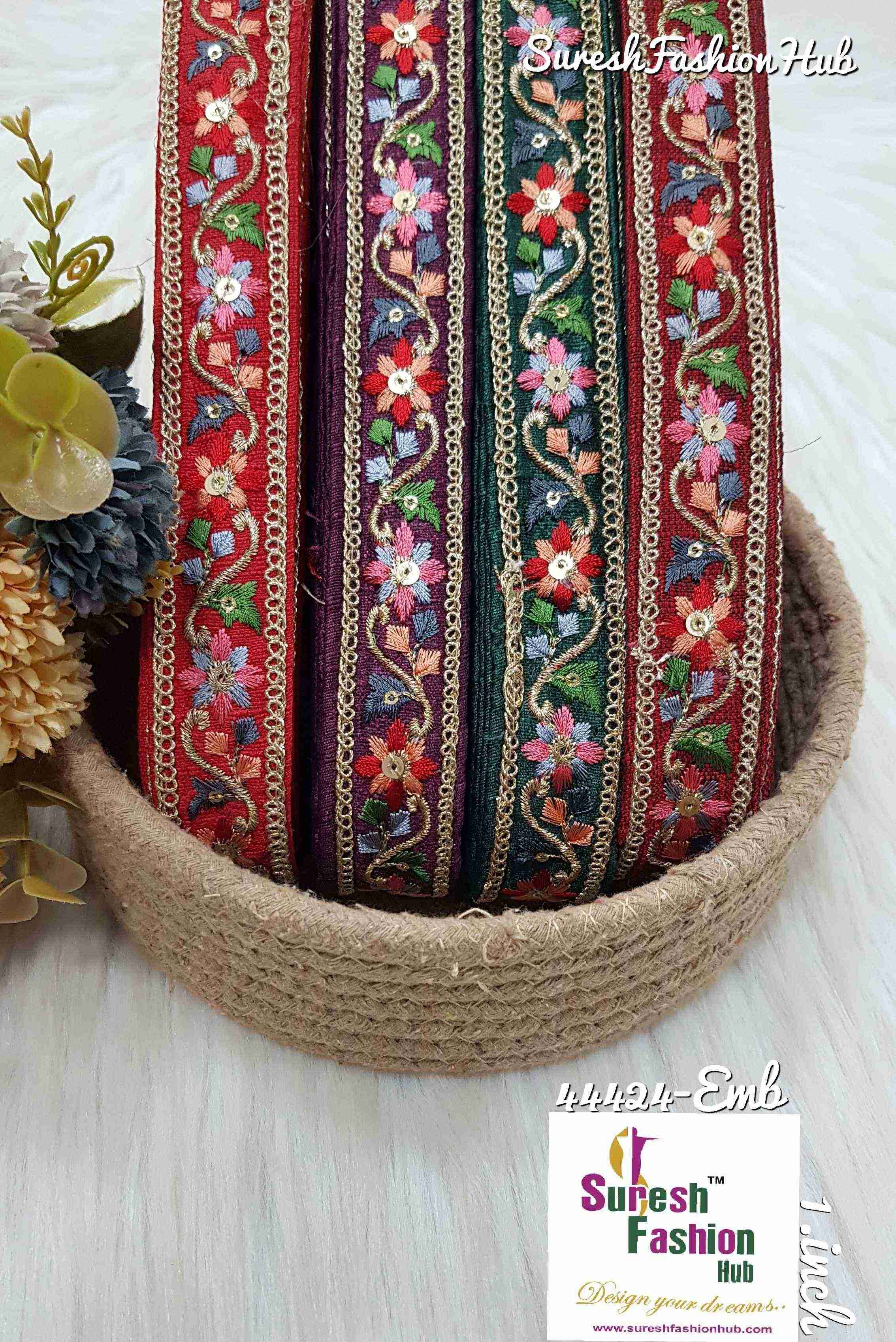 Mosaic Threadwork Zari Green Embroidery Borders