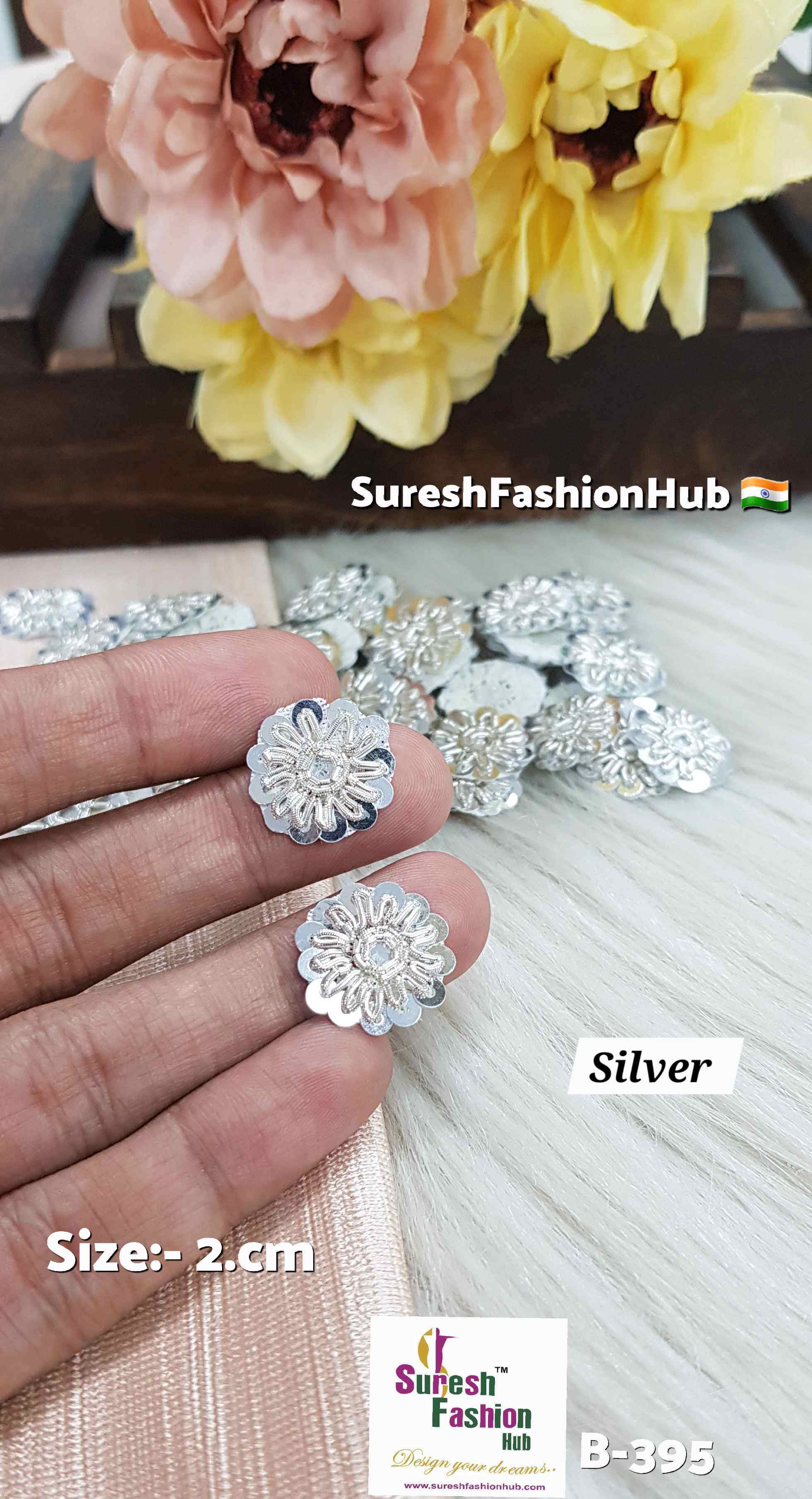 Silver Radiance Floral Mirror Buttie