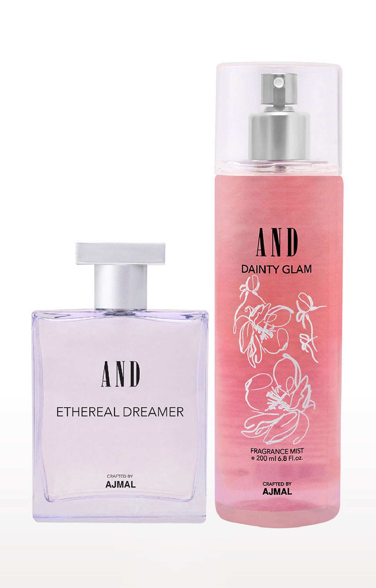 AND Ethereal Dreamer Eau De Parfum 50ML & Dainty Glam Body Mist 200ML Pack of 2 for Women Crafted by Ajmal 