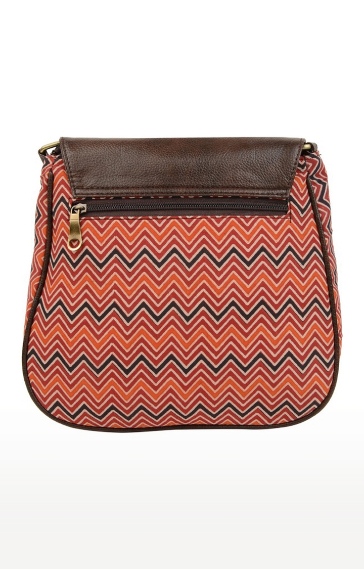 Vivinkaa | Vivinkaa Orange Women's Ethnic Leatherette/Cotton Multi Zigzag Tassel Printed Sling Bag 1