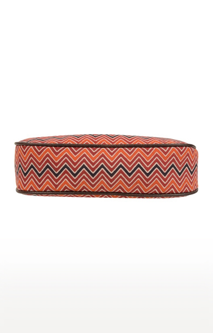 Vivinkaa | Vivinkaa Orange Women's Ethnic Leatherette/Cotton Multi Zigzag Tassel Printed Sling Bag 5