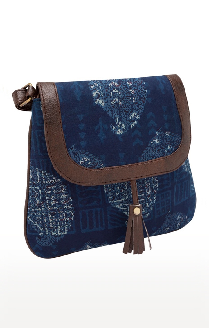 Vivinkaa | Vivinkaa Indigo Blue Tassel Printed Sling Bag 2