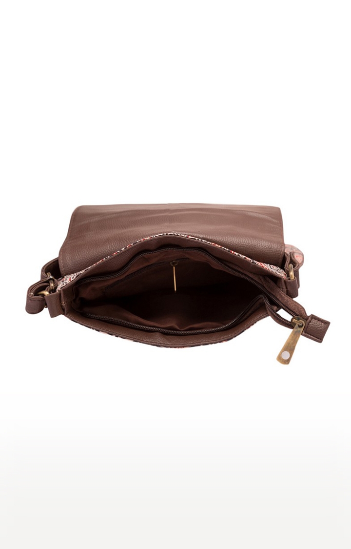 Vivinkaa | Vivinkaa Brown Kalamkari Style Printed Sling Bags 5