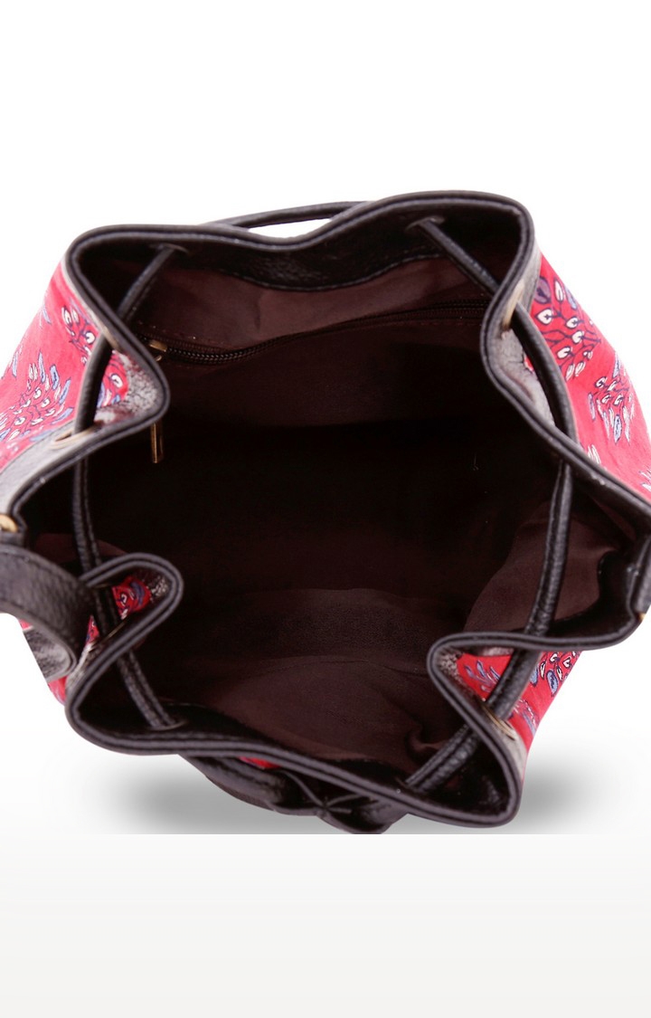 Vivinkaa | Vivinkaa Red Printed Bucket Sling Bag 5