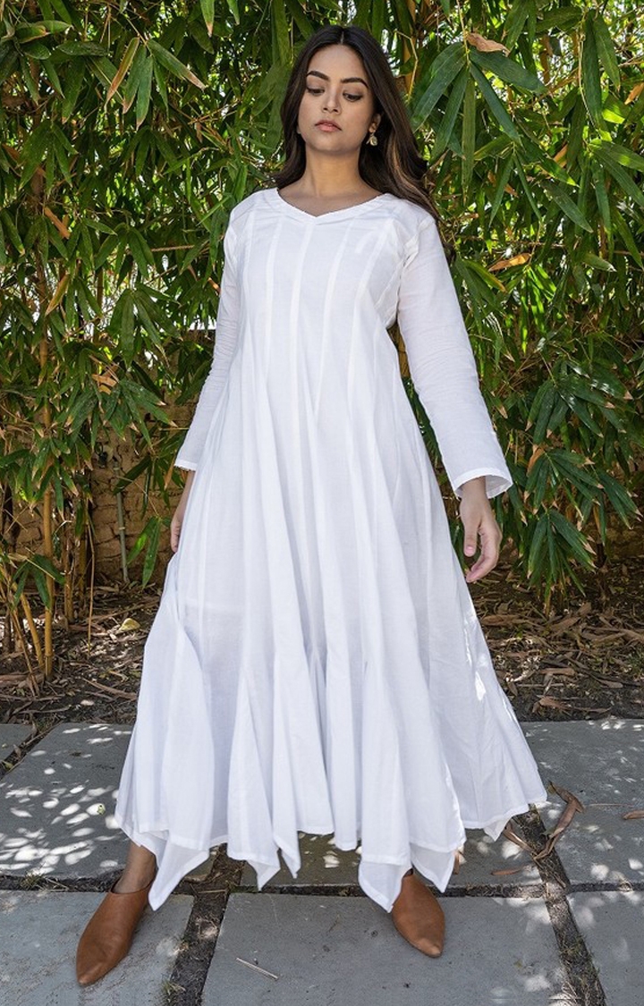 OurDve | White Cotton Dress 0