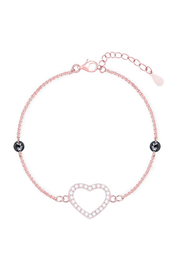 Charm Heart Bracelet in Rose Gold color
