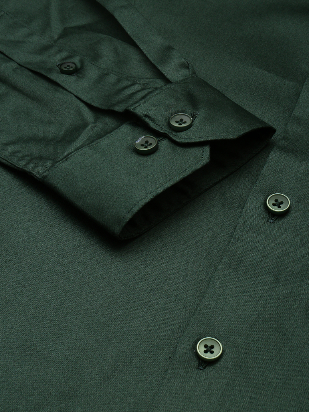 SHOWOFF Men's Spread Collar Solid Green Smart Shirt