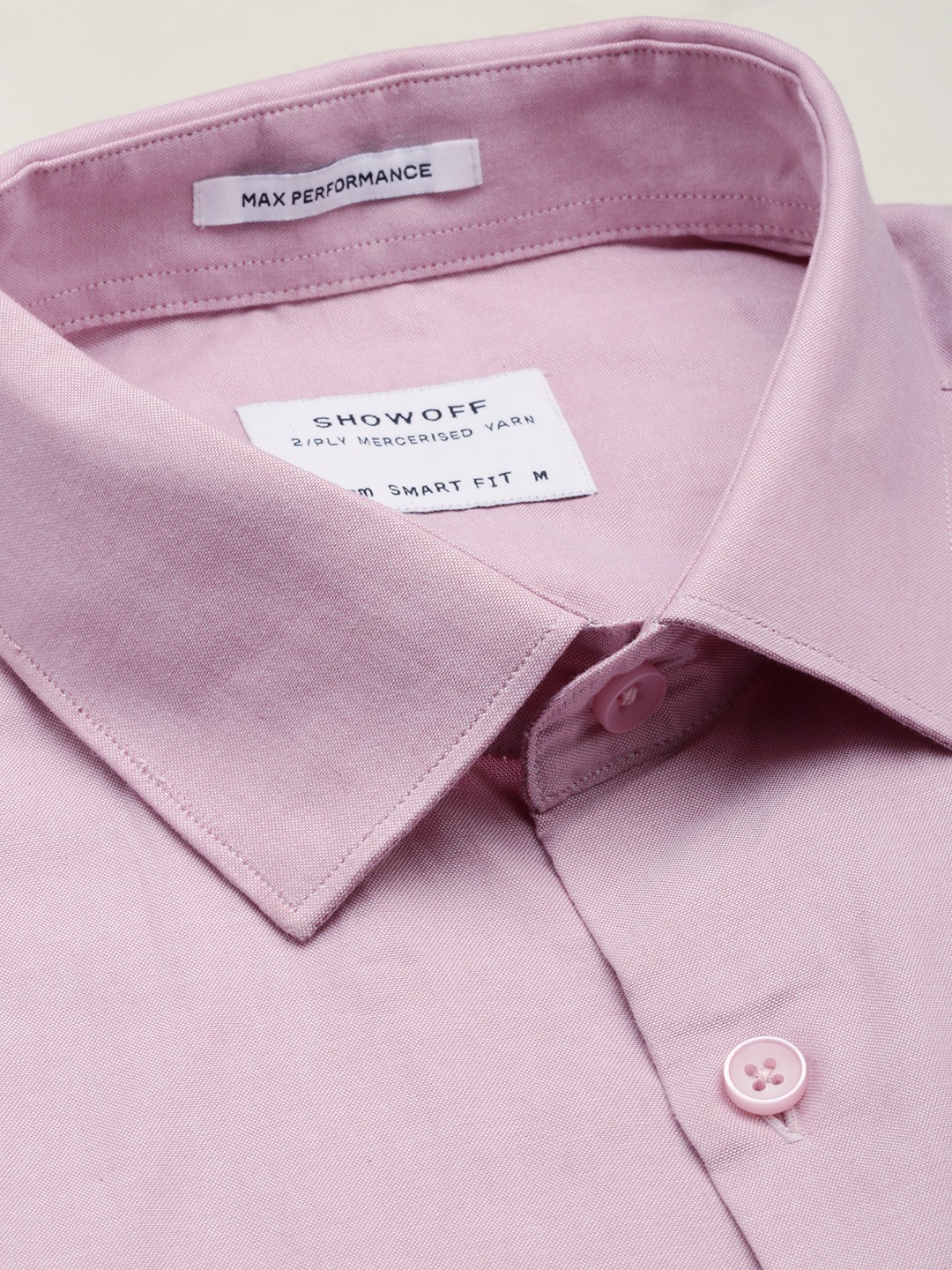 SHOWOFF Men's Spread Collar Solid Pink Smart Shirt