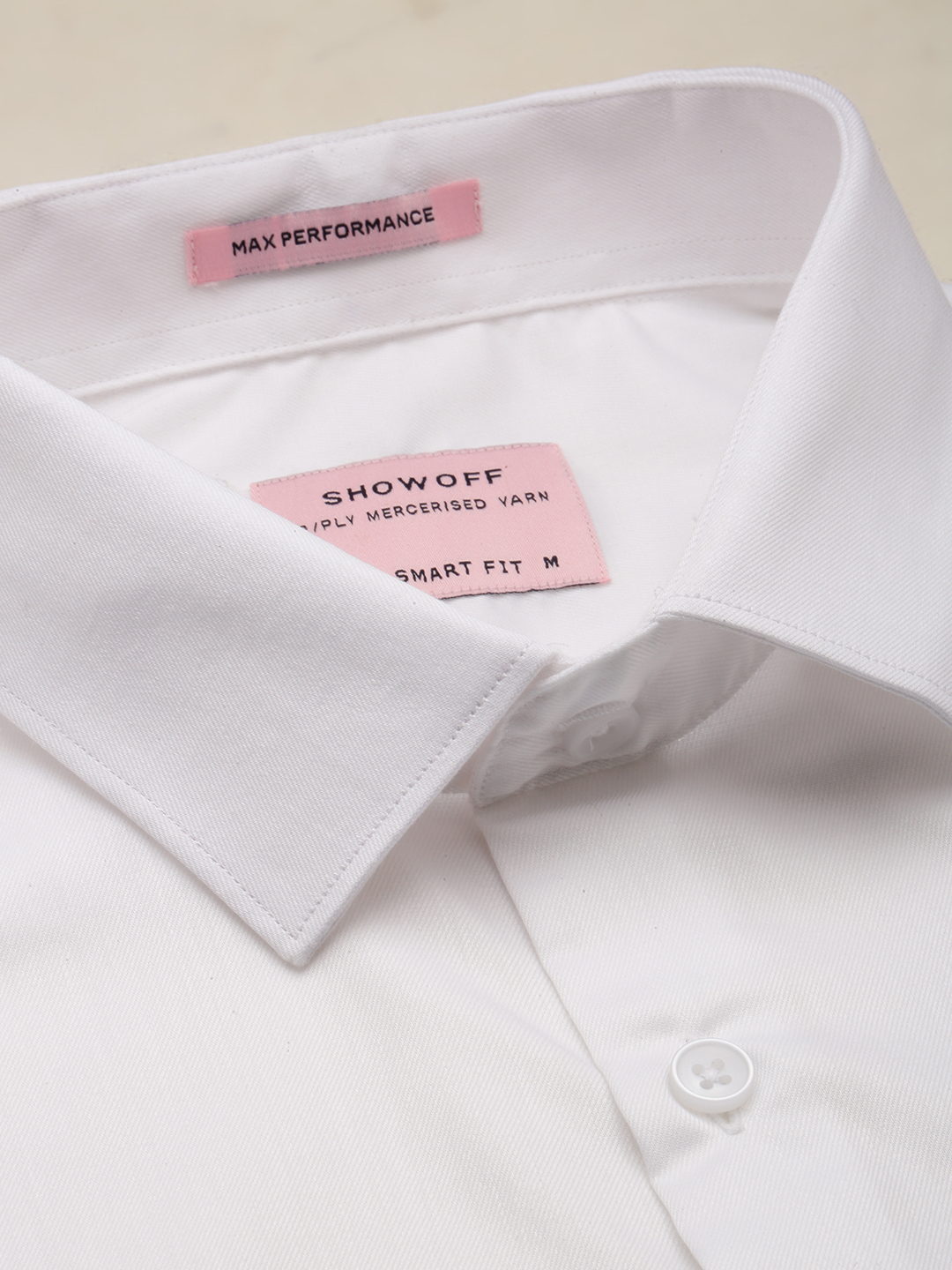 SHOWOFF Men's Spread Collar Solid White Smart Shirt
