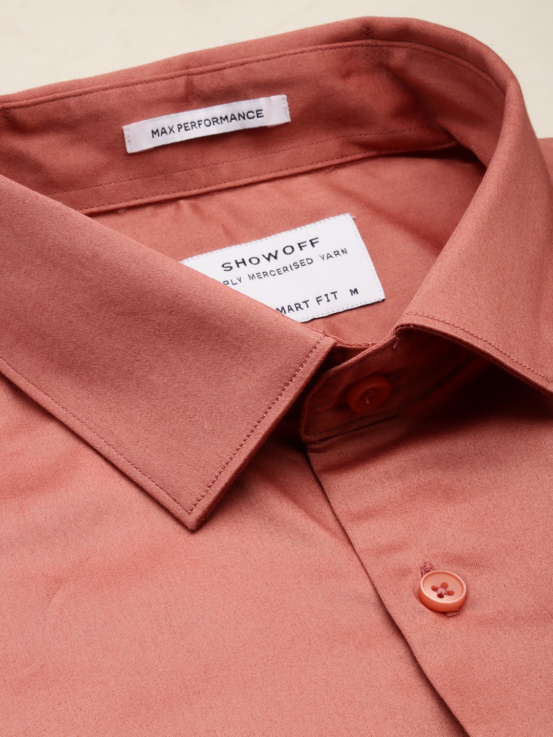 SHOWOFF Men's Spread Collar Solid Coral Smart Shirt