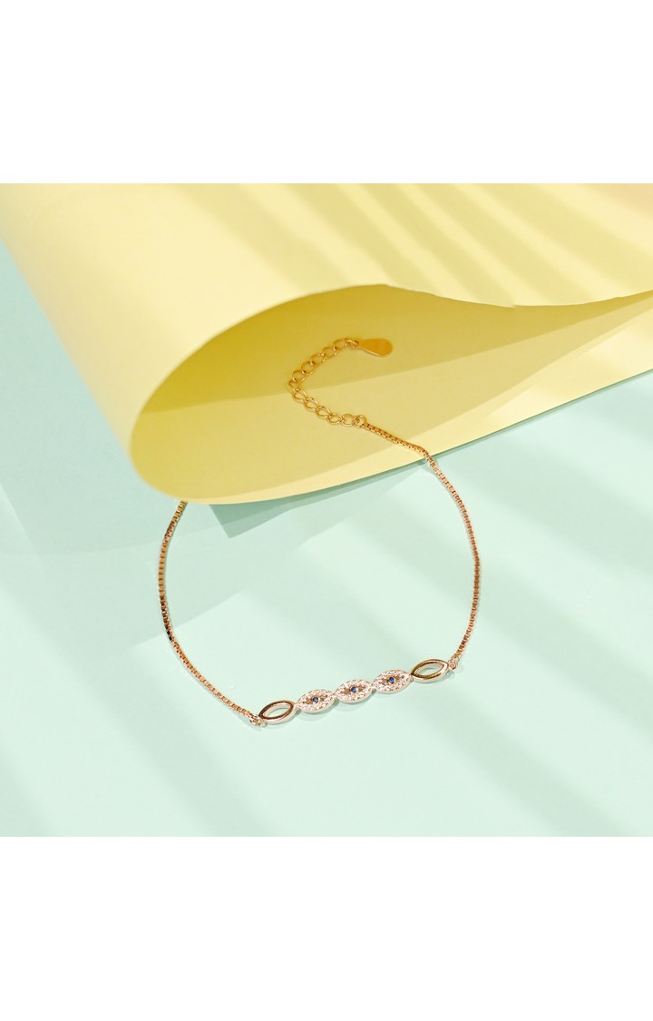 Evil Eye Stone Bracelet in Rose Gold color