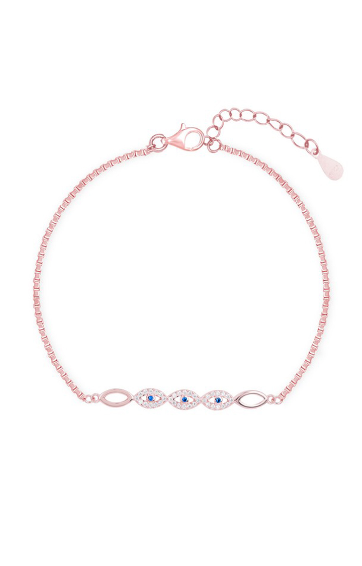 Evil Eye Stone Bracelet in Rose Gold color