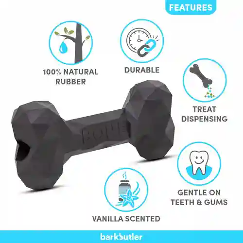 Barkbutler Chu The Bone Treat Dispensing Toy for Dogs (Small, Black)