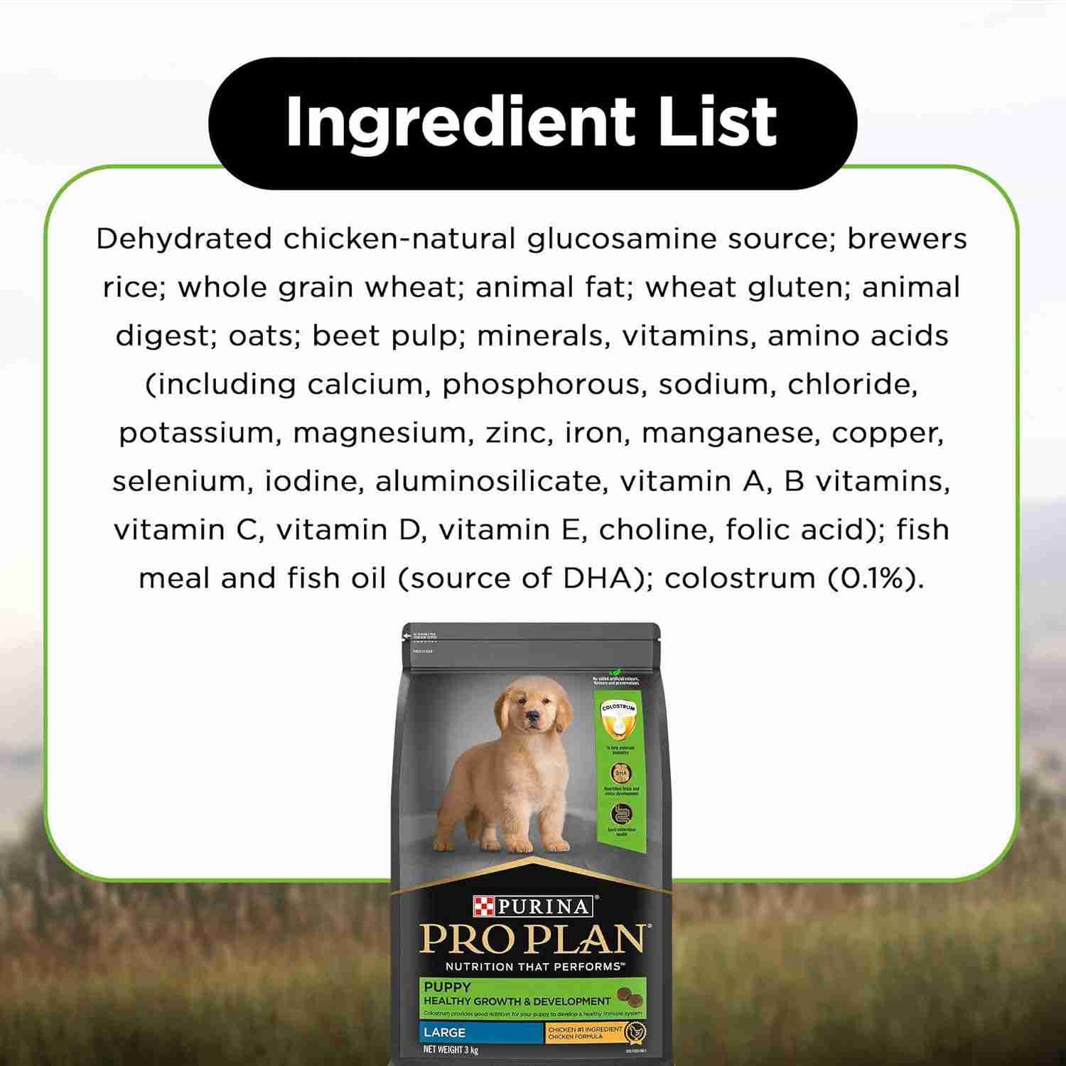 Purina Pro Plan Chicken Large Breed Puppy Dog Dry Food 3kg