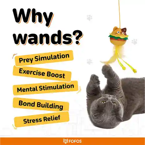 Barkbutler Fofos Cat Wand Toy Replaceable Meow Fast Food