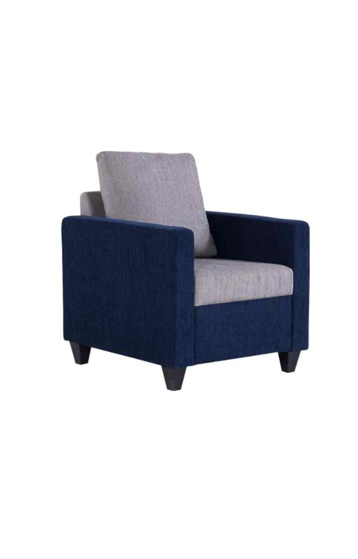 neudot Saya Sofa for Living Room | 1 Persons Sofa| Premium Fabric with Cushioned Armrest | 12 Months Warranty| Solid Wood Frame| 1 Seater in Saya Duo Blue Colour